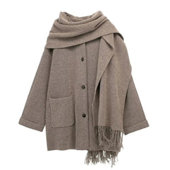 Wool Coat with Scarf