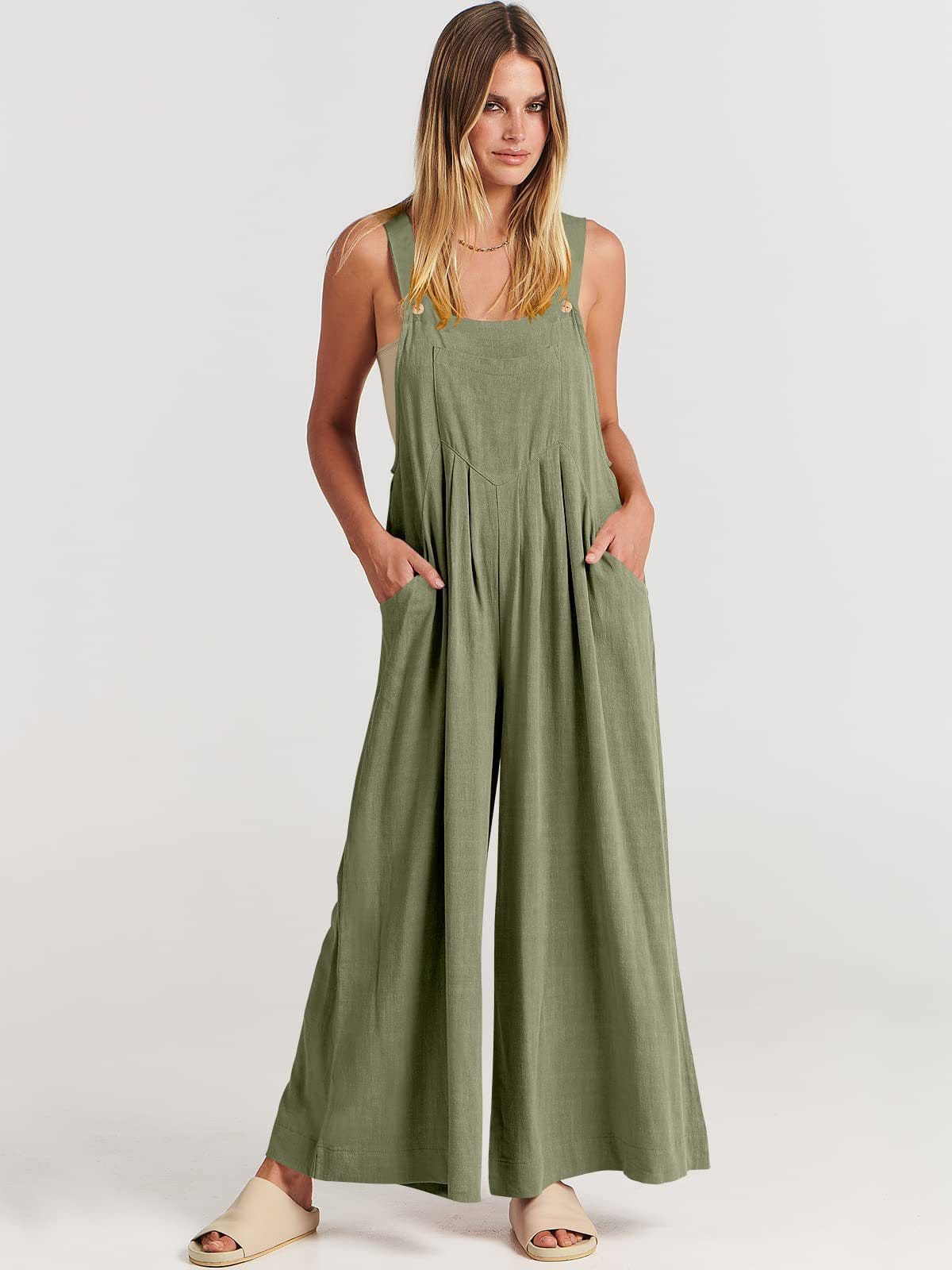 ROSA - SLEEVELESS JUMPSUIT WITH WIDE LEGS
