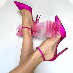 Big Butterfly-Knot Sandals Woman Summer High Heels Women Pumps Pointed Designer Shoes Mary Janes Sexy Stiletto Wedding Shoe