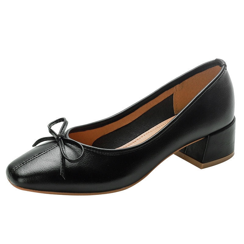 Bow Ballet High Heels Shoes Woman Basic Pumps Fashion  Round Bow Work Shoe Fashion Party Women Shoes Pump zapatos de mujer