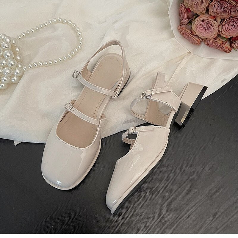 Casual Elegant Sandals Woman Summer Office Lady Fashion Solid Shoes Non-slip Korean Style Heels Vintage Female Shoes Design