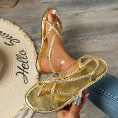 2024 New Rome Women Weave Sandals Peep Toe Flip-flop Flat Shoe Woman Casual Slides Ladies Summer Sandal Shallow Low Heel Shoes