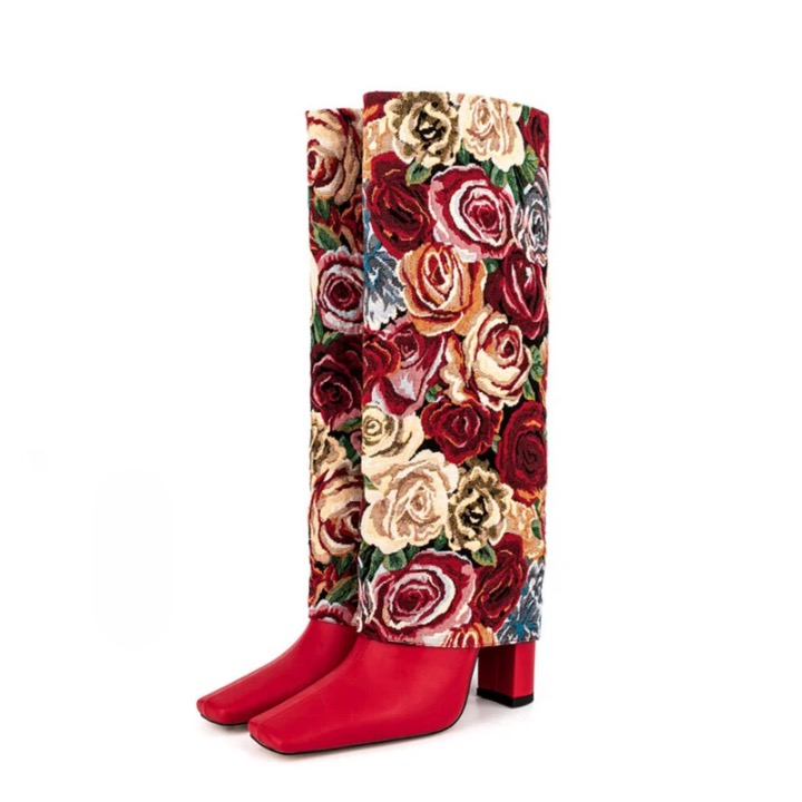 Ethiene Floral Upper Knee High Boots