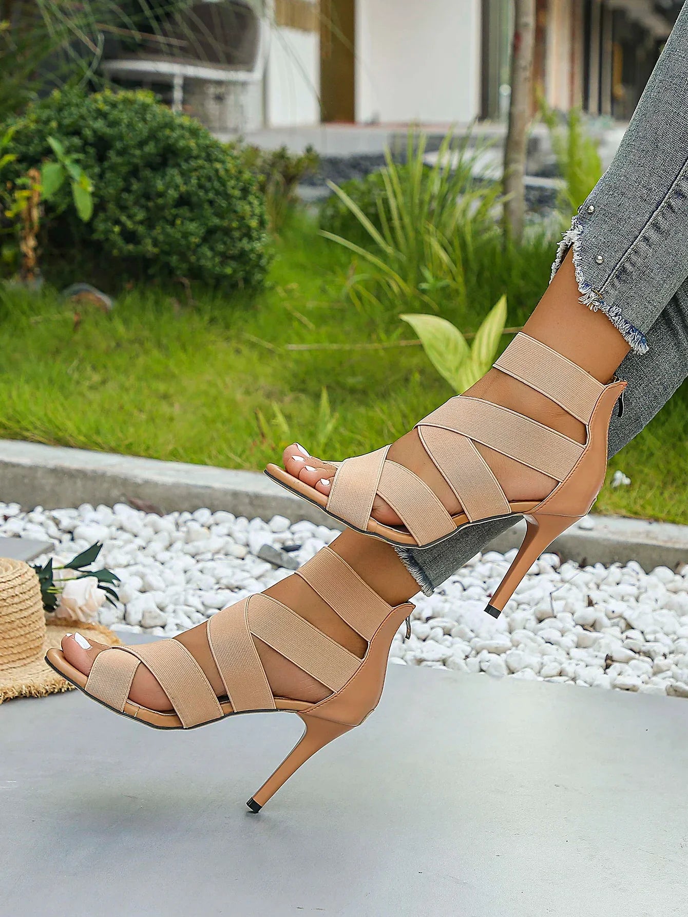 2024 New Summer Women's High Heels Stiletto Women's Sandals Fashion All-match Zipper Sexy Open Toe Buckle Sandals Women Shoes