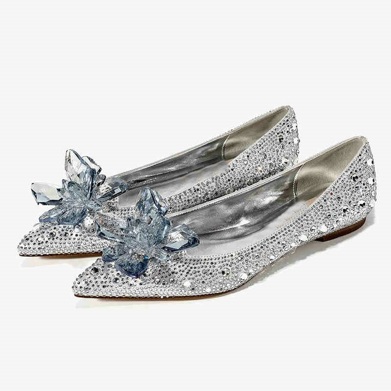 Cinderella Shoes Rhinestone High Heels Women Pumps Pointed toe Woman Crystal Party Wedding Shoes 5cm/7cm/9cm