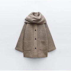 Wool Coat with Scarf