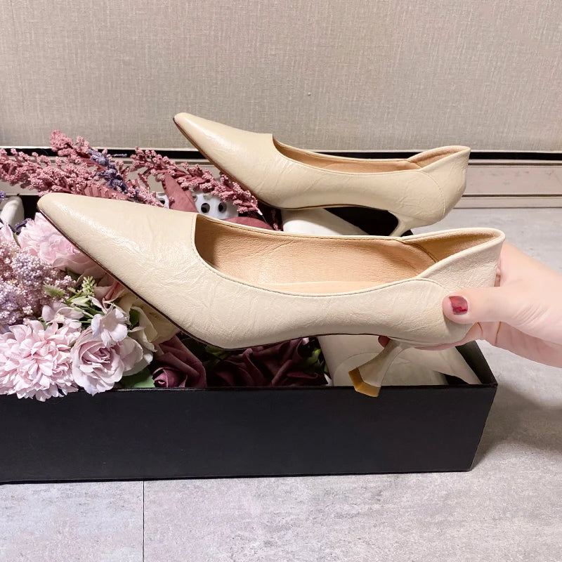 Hot Fashion New Nude Pumps for Women High Heel Shoes Female Fashion Patent Leather Sexy Pointed Toe Thin Heel Woman Shoes 2024