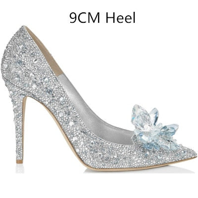 Cinderella Shoes Rhinestone High Heels Women Pumps Pointed toe Woman Crystal Party Wedding Shoes 5cm/7cm/9cm