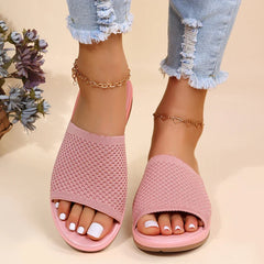 New Slippers Women Summer Shoes Elastic Force Women's Flat Sandals Casual Indoor Outdoor Slipper Sandals For Beach Zapatos Mujer