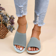 New Slippers Women Summer Shoes Elastic Force Women's Flat Sandals Casual Indoor Outdoor Slipper Sandals For Beach Zapatos Mujer