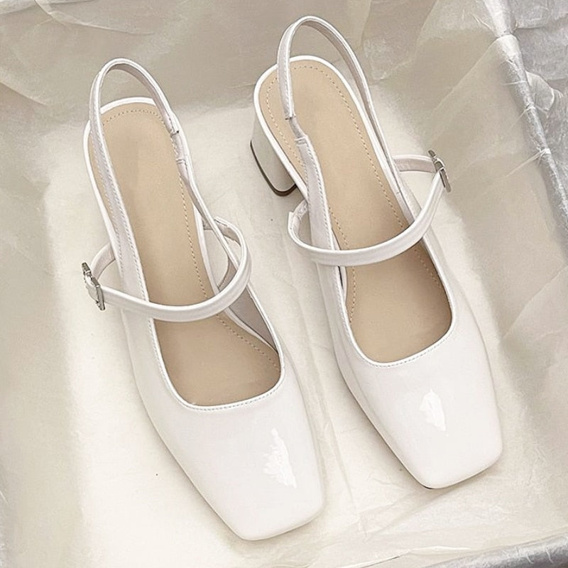 Elegant High Heel Sandals Fairy Summer Mary Jane Pure Color Fashion Shoes Non-slip Korean Style Party Pumps Basic Women