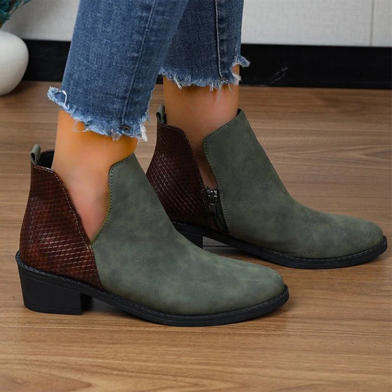 Chunky Women Ankle Chelsea Boots Casual Mid Heels Print Random Walking Shoes New Brand Pumps Dress Femme Zapatos