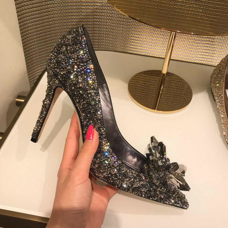 Cinderella Shoes Rhinestone High Heels Women Pumps Pointed toe Woman Crystal Party Wedding Shoes 5cm/7cm/9cm