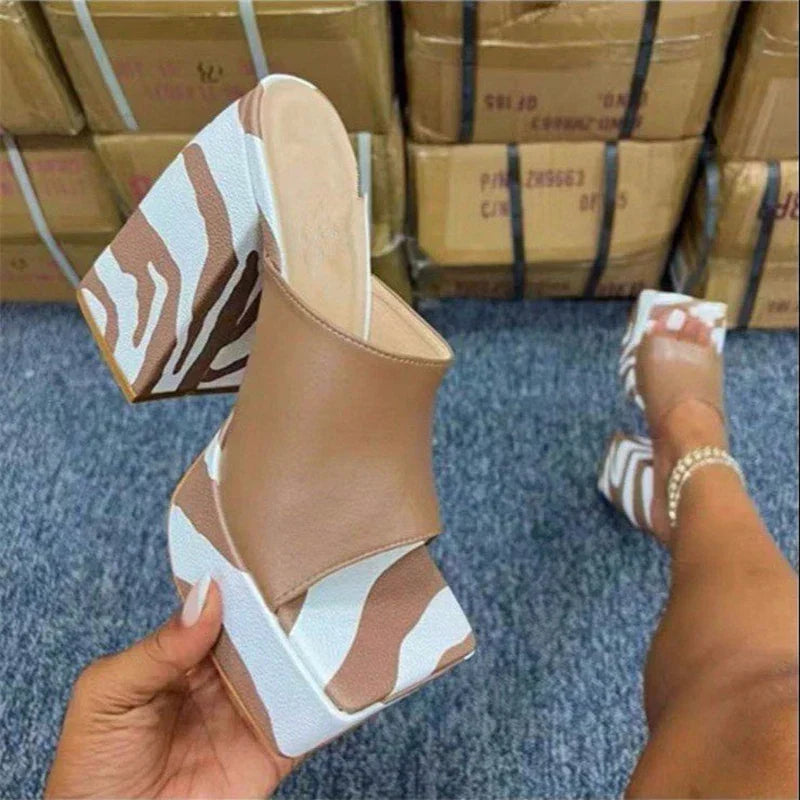 Chunky Platform High Heels Sandals Women Summer Thick Heeled Beach Slippers Woman Plus Size 43 Outdoor Slides Flip Flops