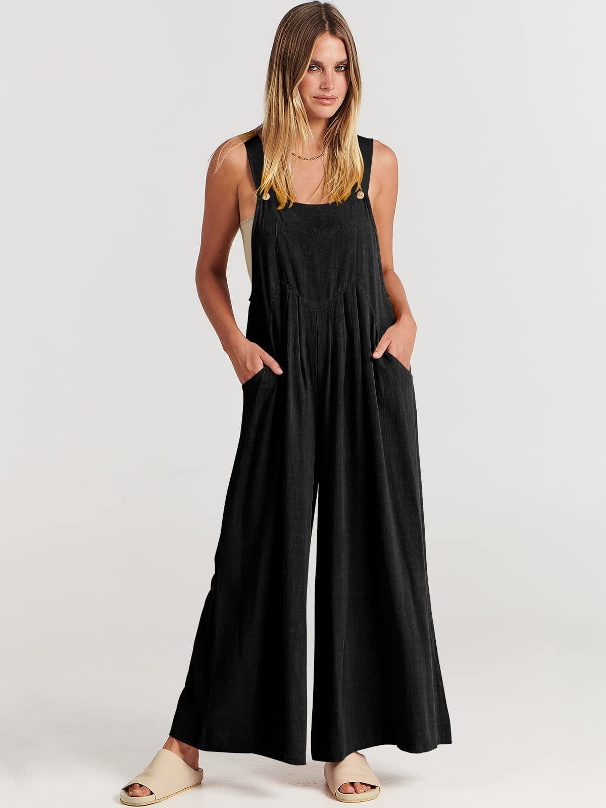 ROSA - SLEEVELESS JUMPSUIT WITH WIDE LEGS