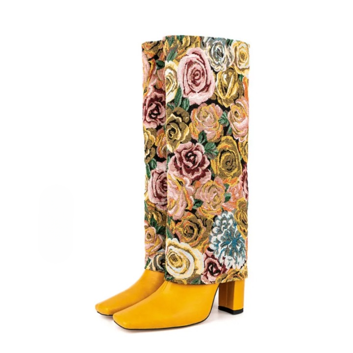 Ethiene Floral Upper Knee High Boots