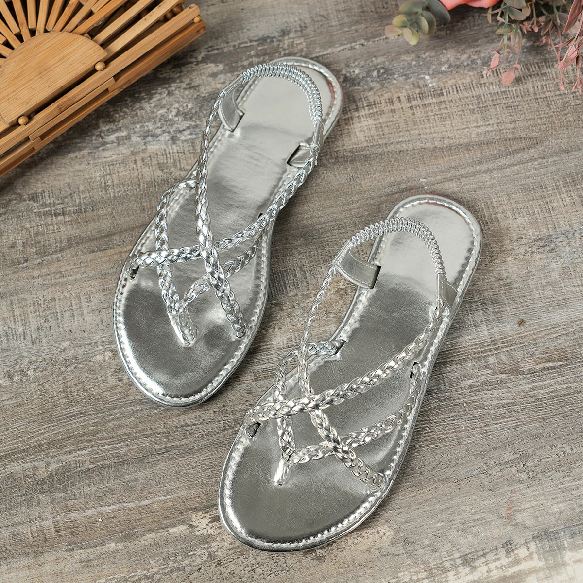 2024 New Rome Women Weave Sandals Peep Toe Flip-flop Flat Shoe Woman Casual Slides Ladies Summer Sandal Shallow Low Heel Shoes