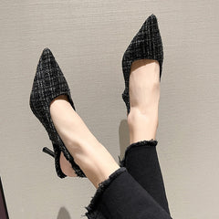 Brand Designer Slingbacks High Heels Pumps Women Blue Pointed Toe Party Shoes for Woman Summer Thin Heeled Sandals Ladies
