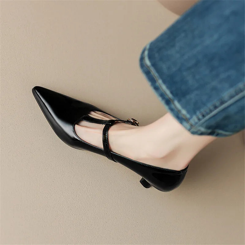 2024 Spring Summer Patent Leather Women Shoes Pointed Toe Shallow Women Pumps Mary Jane Shoes for Women High Heels Large Size