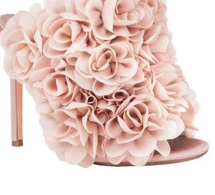 Toe Rose Flower Ankle Boots Stiletto Heels Handmade Floral Pointed Toe Sweet Women Summer Sexy Unique Party Dress Shoes