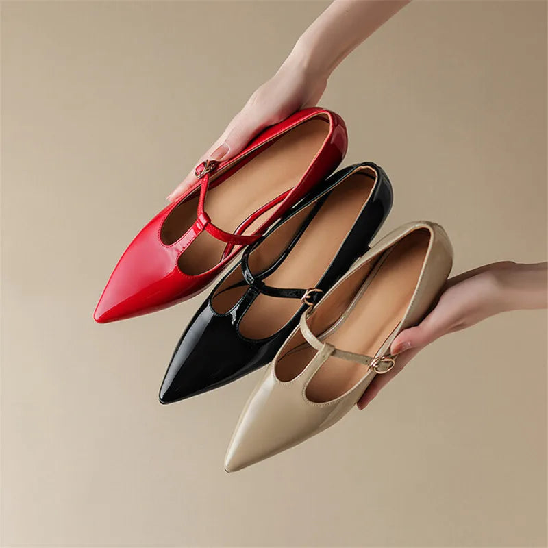 2024 Spring Summer Patent Leather Women Shoes Pointed Toe Shallow Women Pumps Mary Jane Shoes for Women High Heels Large Size