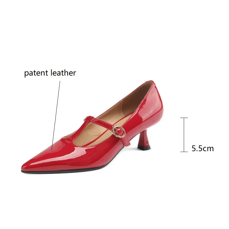 2024 Spring Summer Patent Leather Women Shoes Pointed Toe Shallow Women Pumps Mary Jane Shoes for Women High Heels Large Size