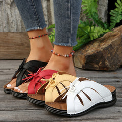 2024 Summer New Hot Women's Fashion Solid Color Open Toe Wedge Heel Sandals Outdoor Indoor Casual Comfortable Women Shoes