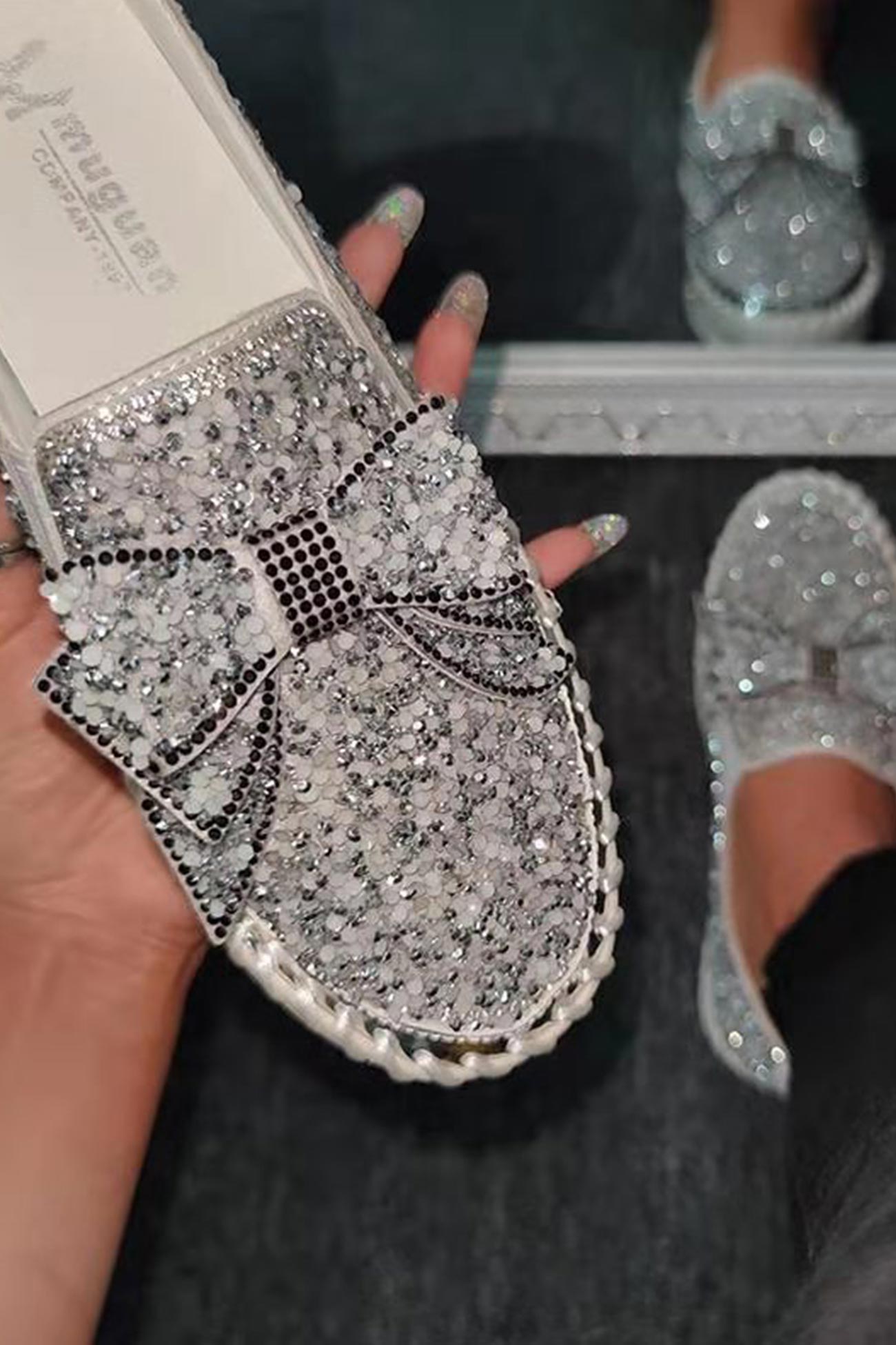 New Fashion Spring Outfit Sequined Bow Flats