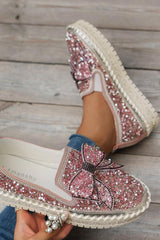 New Fashion Spring Outfit Sequined Bow Flats
