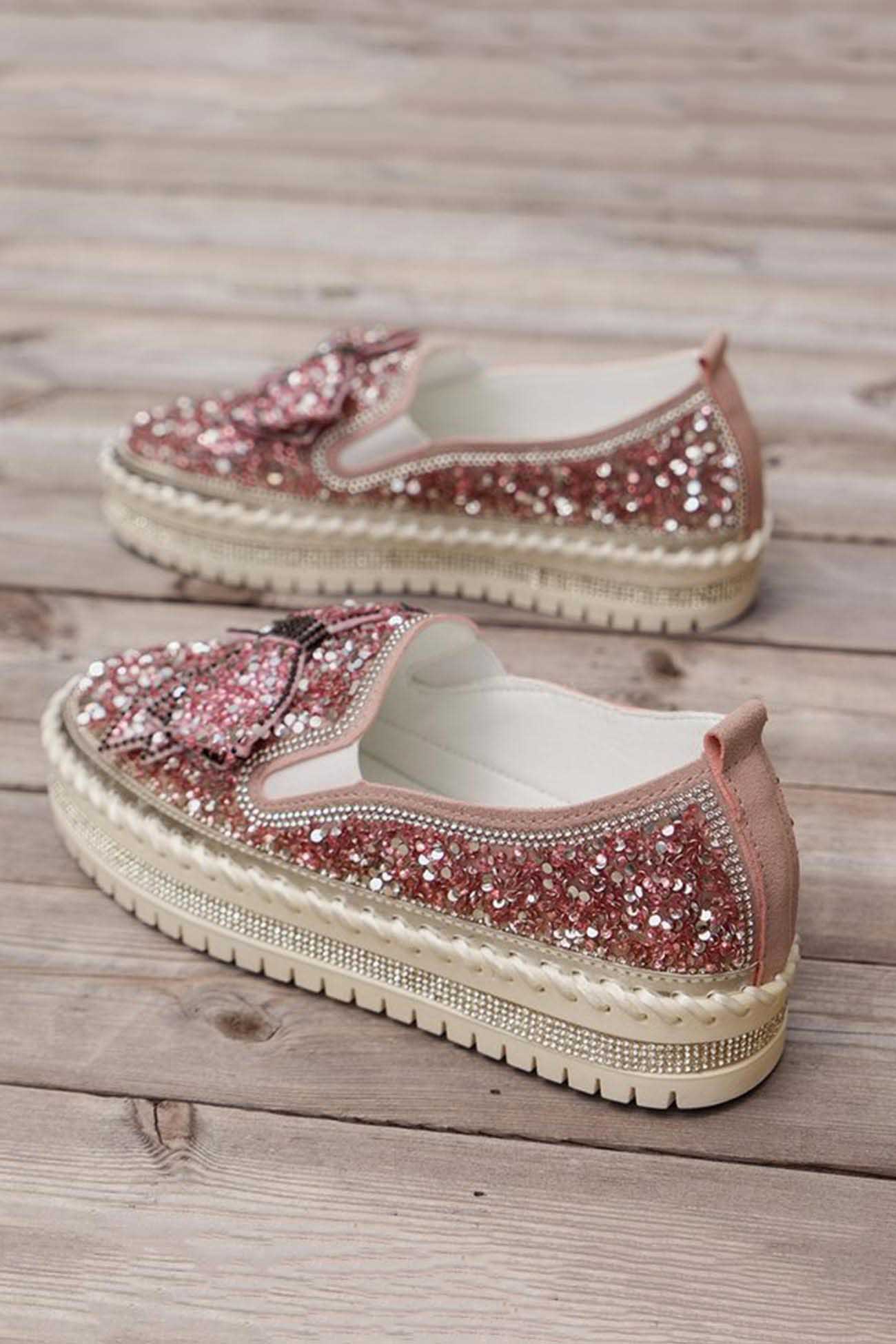 New Fashion Spring Outfit Sequined Bow Flats
