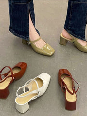 Elegant High Heel Sandals Fairy Summer Mary Jane Pure Color Fashion Shoes Non-slip Korean Style Party Pumps Basic Women