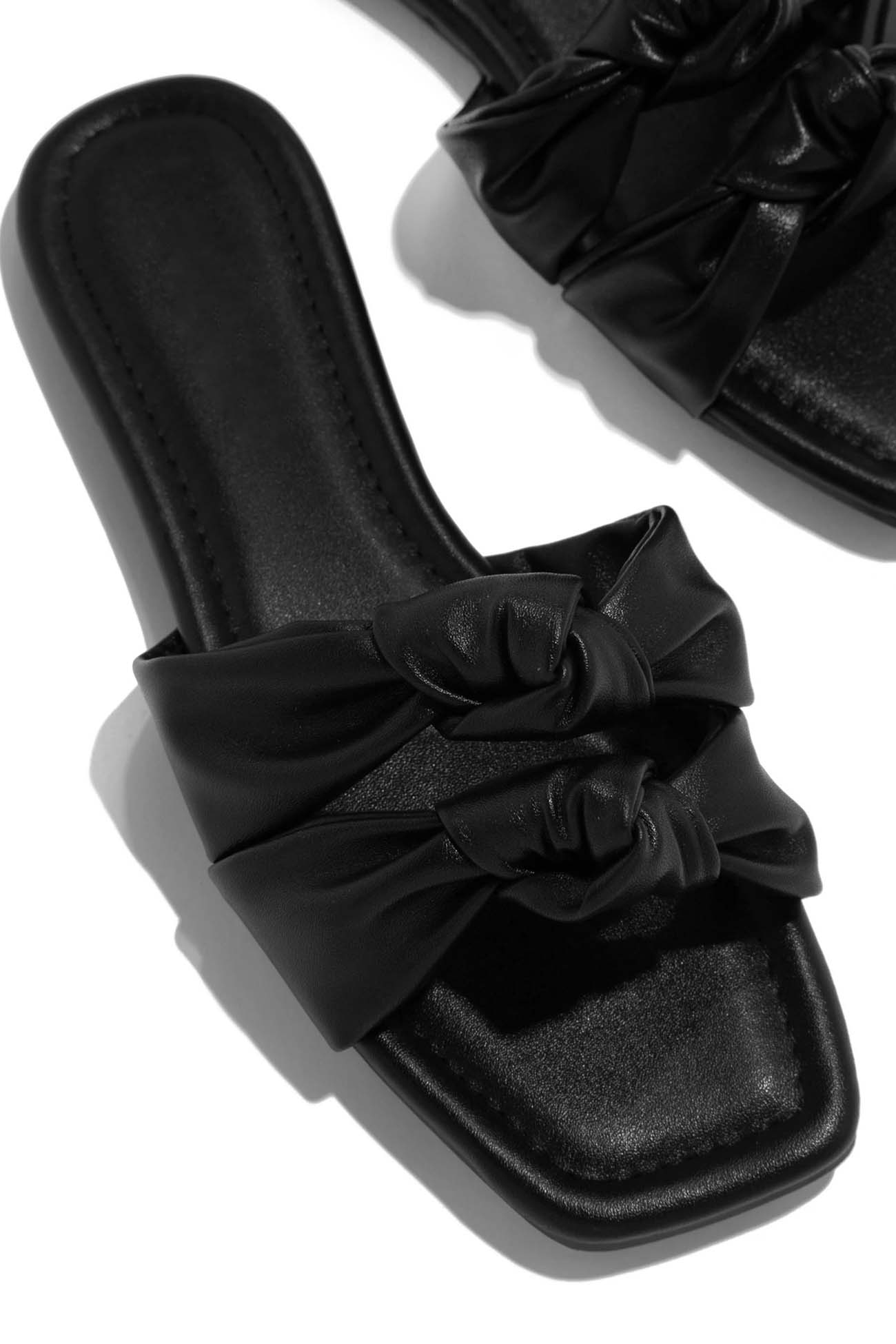 New Fashion Spring Outfit Square Toe Double Knot Strap Flat Sandals