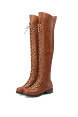 New Fashion Spring Outfit Strappy Leather Over The Knee Boots