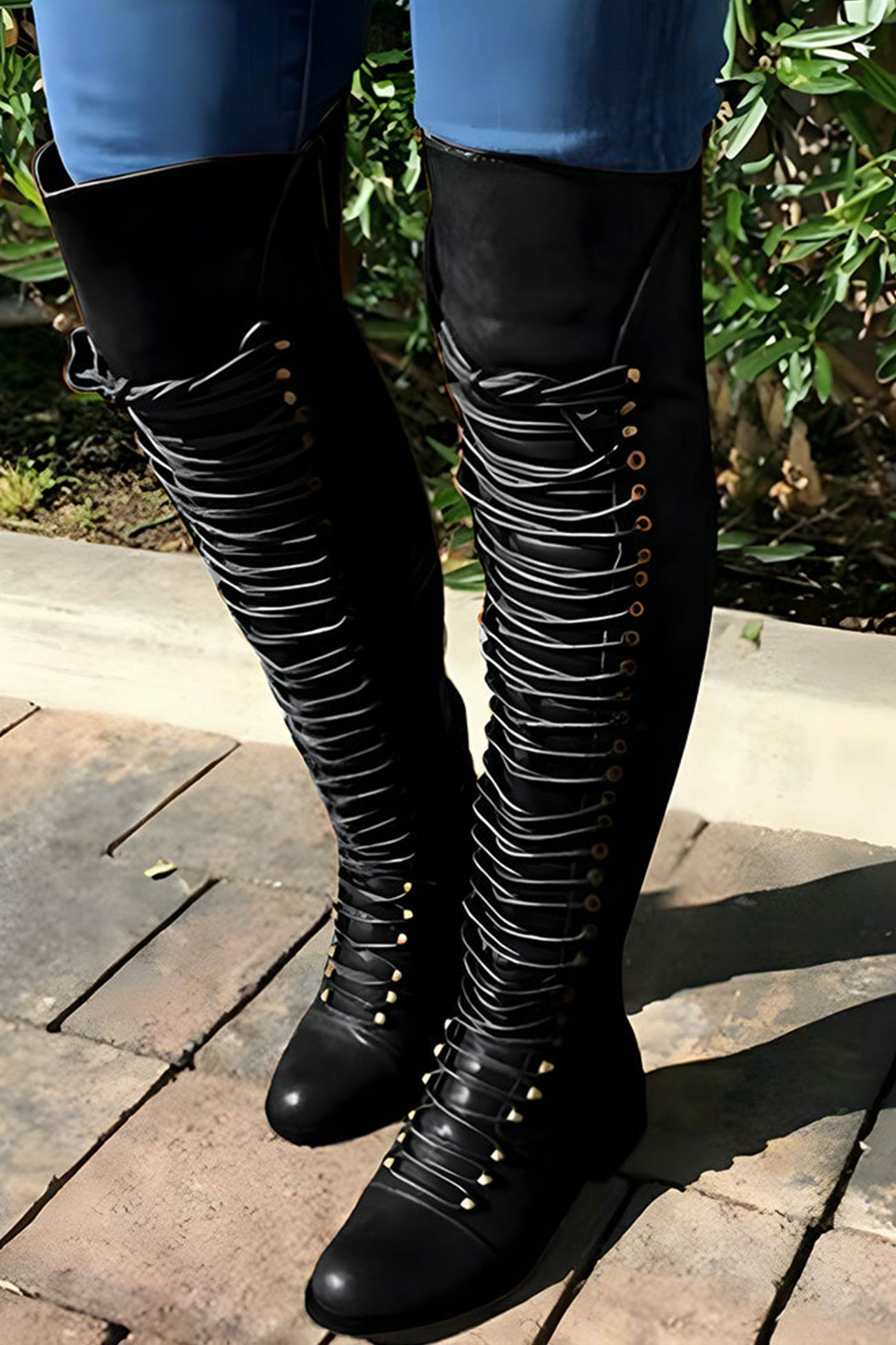 New Fashion Spring Outfit Strappy Leather Over The Knee Boots