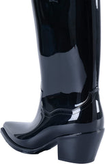 Shiny Black Mid Calf Anti-Slipping Rain Boots