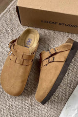 New Fashion Spring Outfit Vintage Leather Slip-on Flats