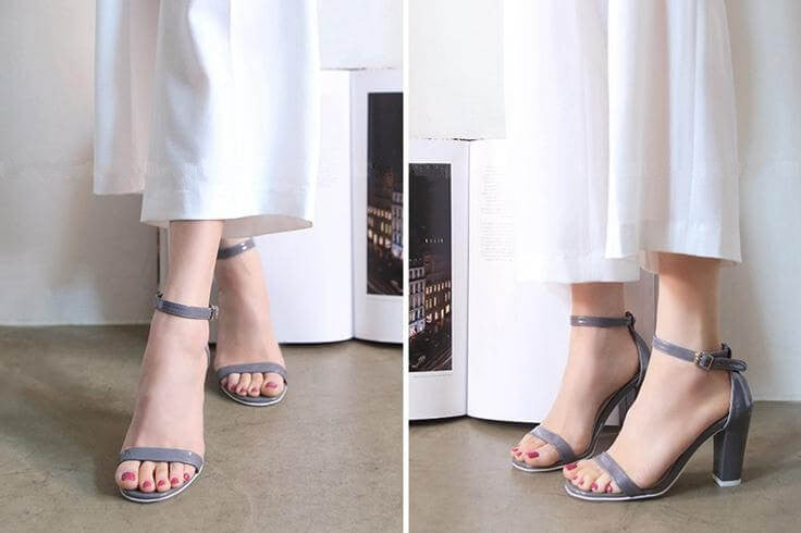Chunky Heel One Strap Ankle Buckle Small Sandals Heidi