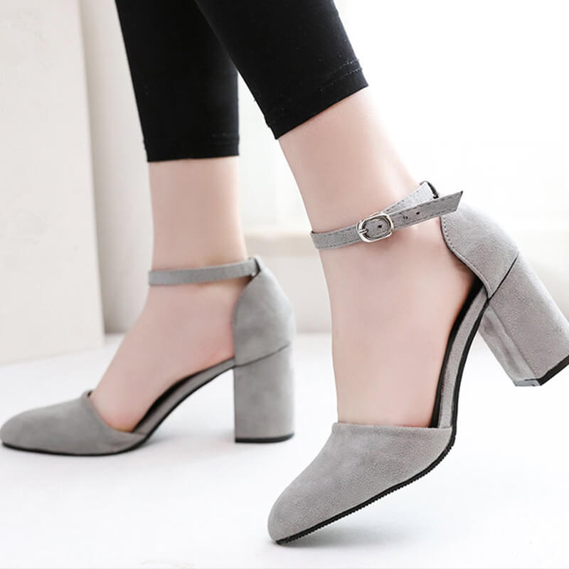 Petite Feet Chunky Mid Heel Ankle Strap Sandals AS20