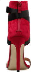 Red Suede Open Toe High Heel Sandal