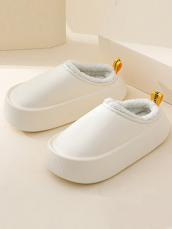 Home Non-Slip Keep Warm Velvet Waterproof Solid Color Slippers