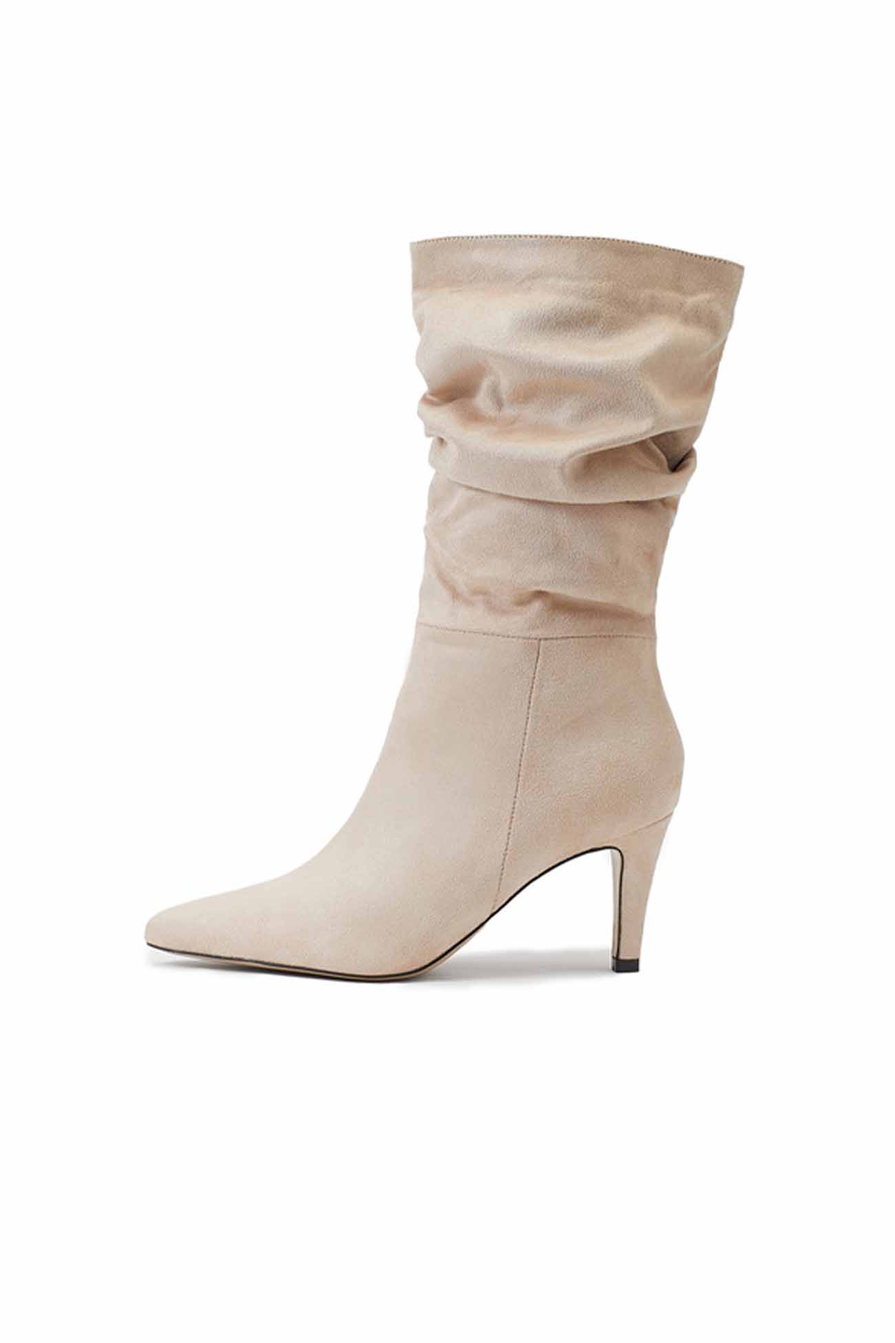 New Fashion Spring Outfit Suede Pointed Toe Pleated Stiletto Heels Ankle Boots