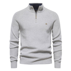 Athletic Half Zip High Neck Long Sleeve Winter Men Knit Pullover Sweater