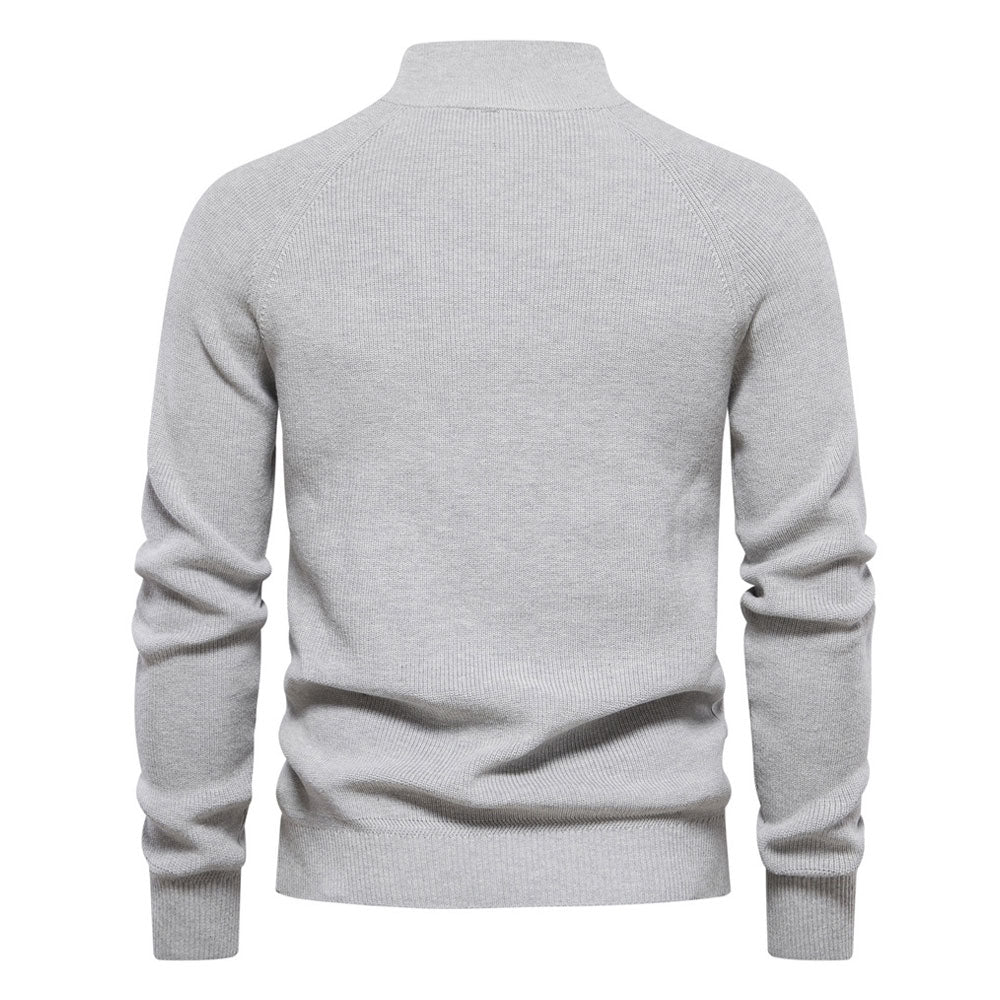 Athletic Half Zip High Neck Long Sleeve Winter Men Knit Pullover Sweater