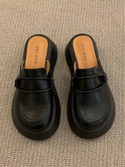 Round-Toe Loafers Platform Shoes Slippers&Mules
