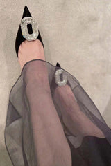 New Fashion Spring Outfit Oval Rhinestone Pointed Toe Heels