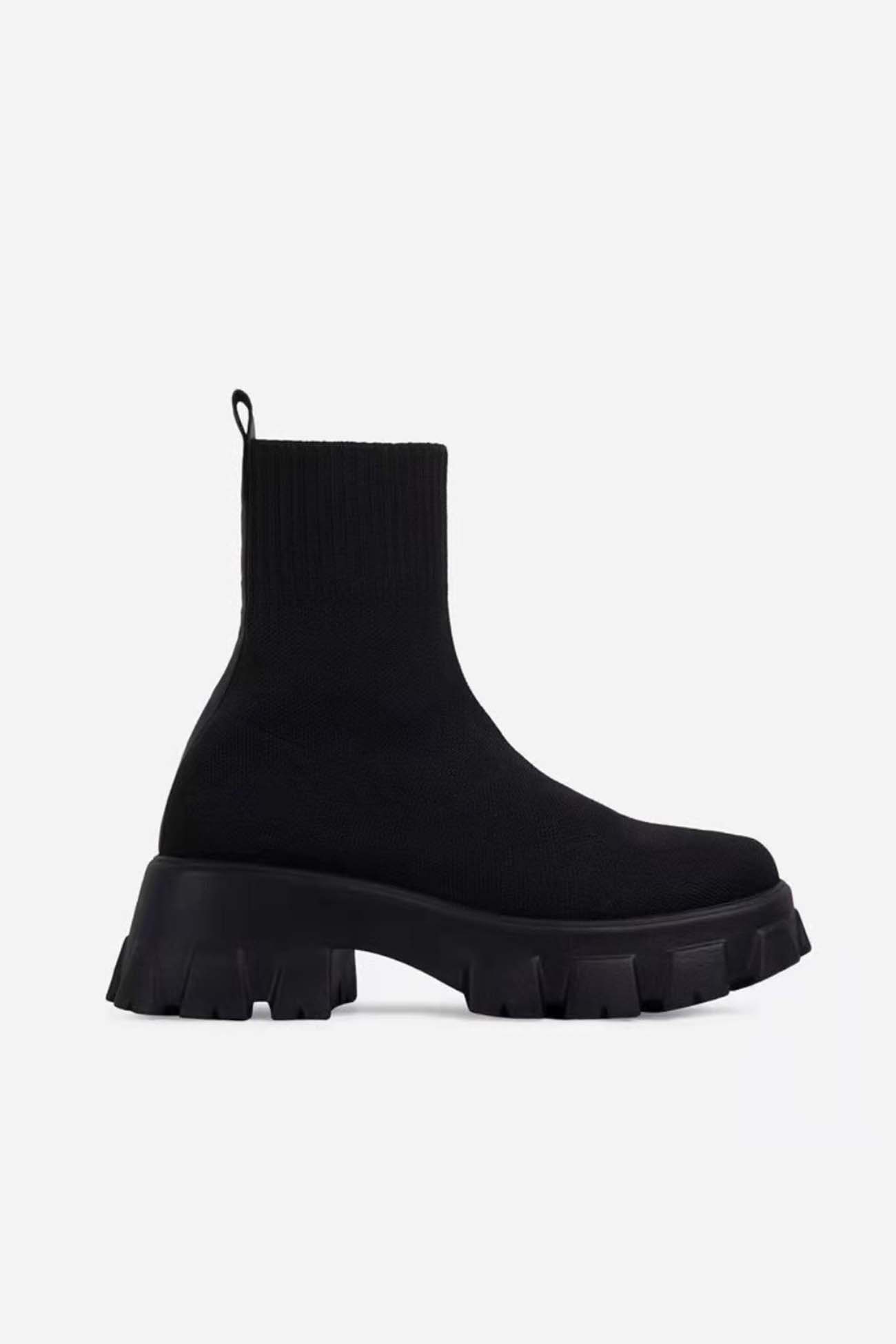 New Fashion Spring Outfit Knit Platform Sock Ankle Boots