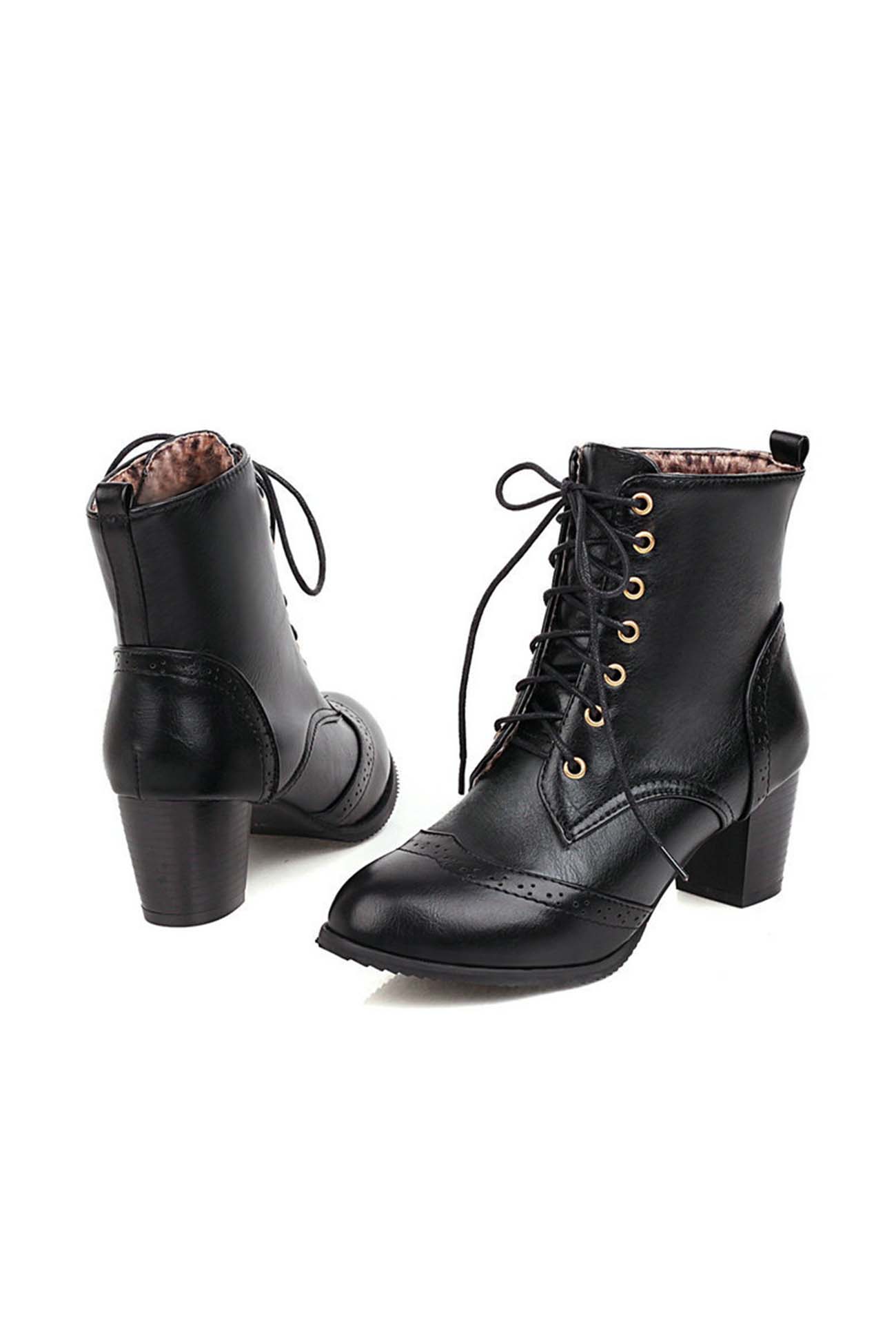 New Fashion Spring Outfit Pointed Toe Lace Up Cutout Ankle Boots