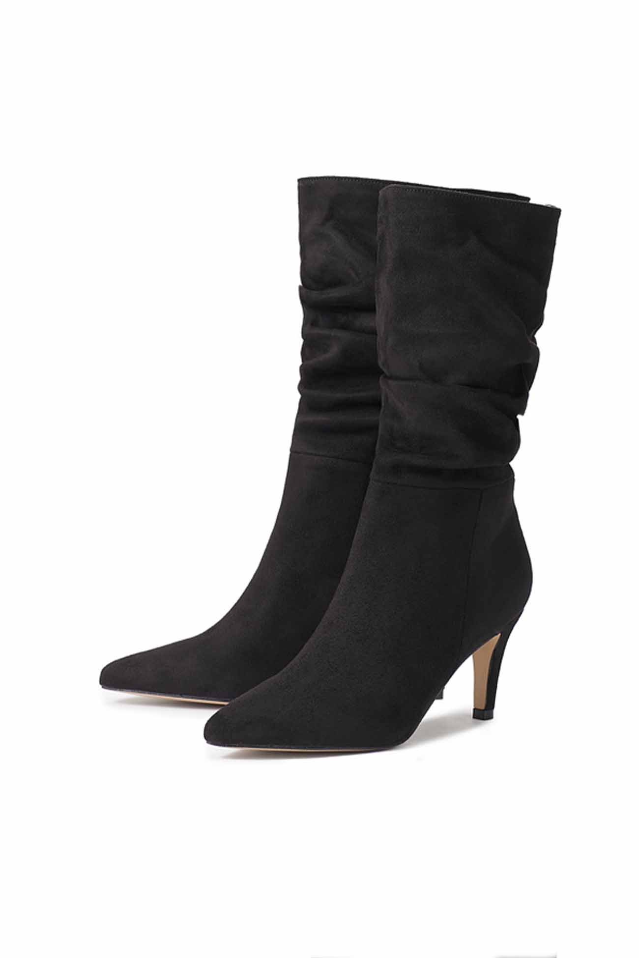 New Fashion Spring Outfit Suede Pointed Toe Pleated Stiletto Heels Ankle Boots