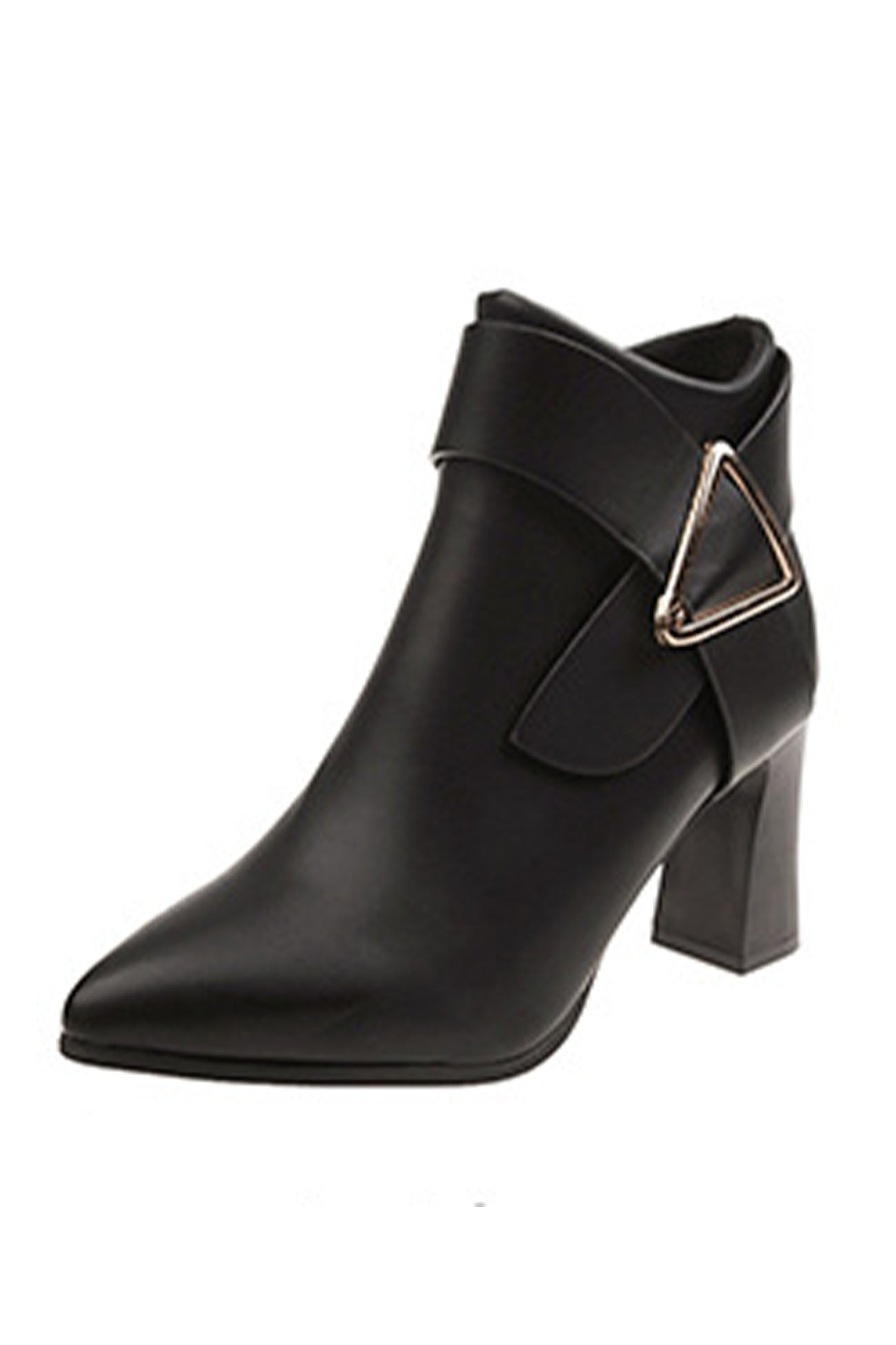 New Fashion Spring Outfit Solid Color Pointed Toe Buckle Ankle Boots