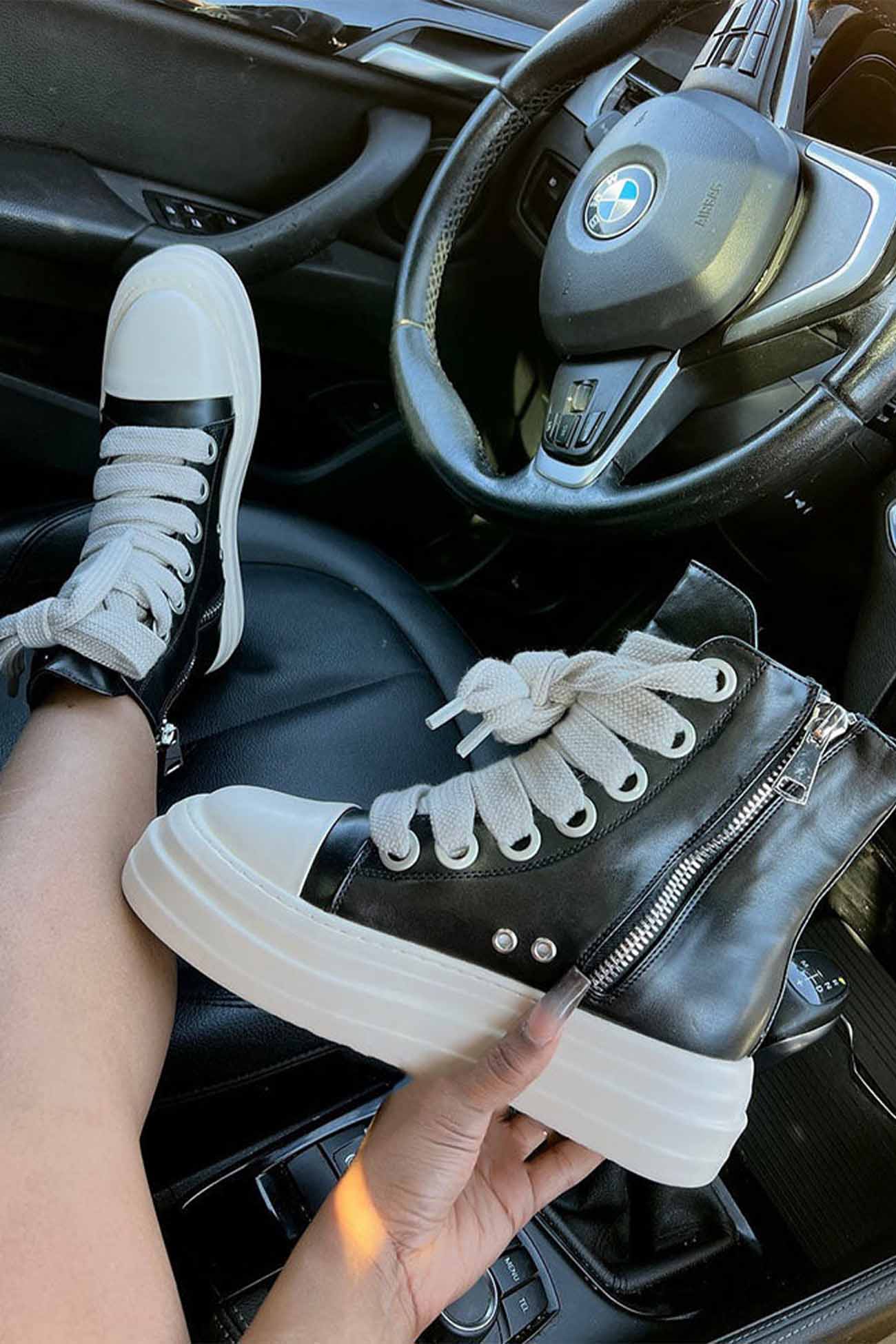 New Fashion Spring Outfit Contrast Leather Lace Up Ankle Boots